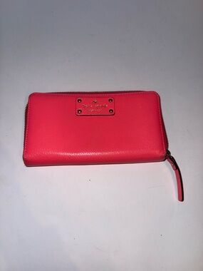 kate spade hot pink zip-around leather wallet
